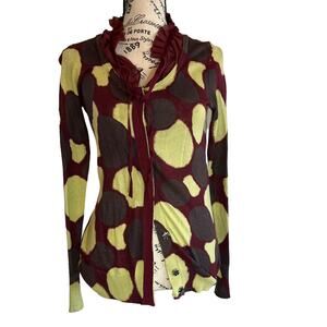 Y2K Noir  Modern Preppy Simply Vera Wang Cardigan Sweater Ruffled Boho  Small